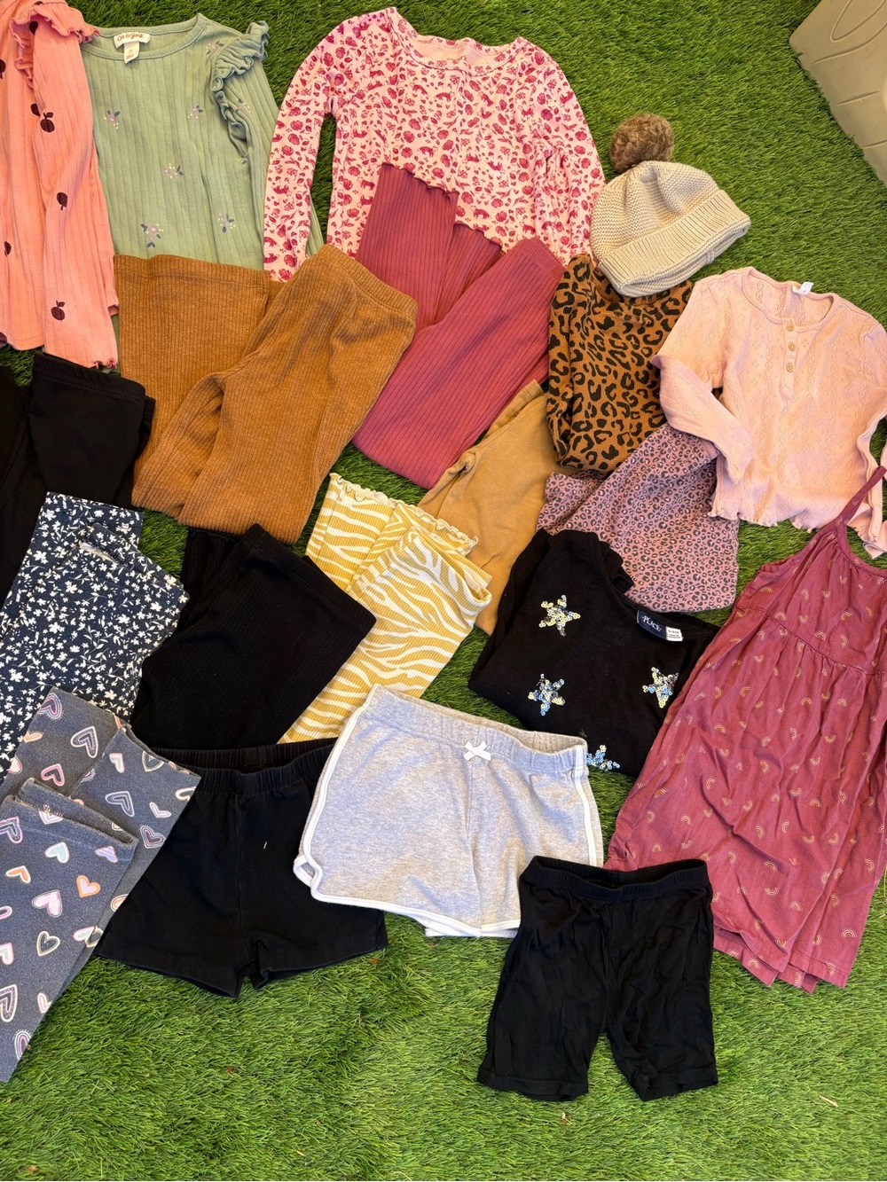 Carter's Kids Leggings & Shorts Bundle - Black, Pink, Gray, Mustard, Brown